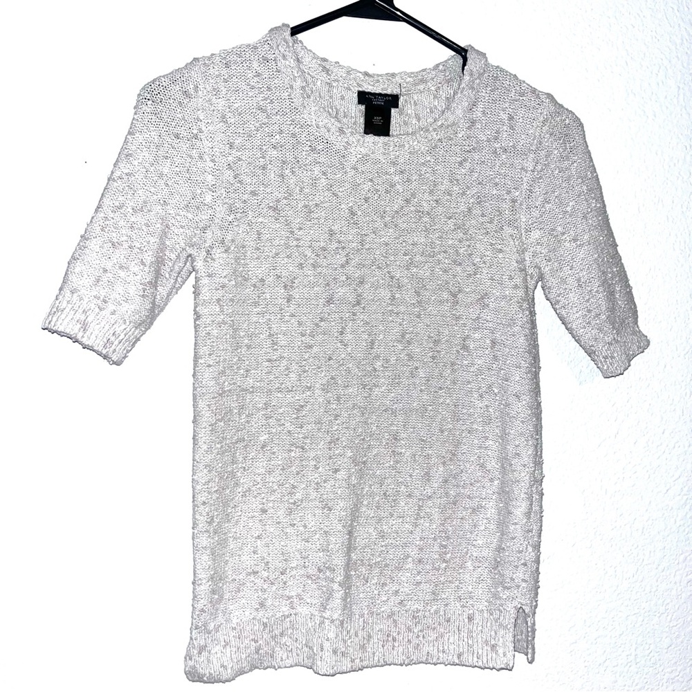 Ann Taylor Cream Textured Knit Sweater